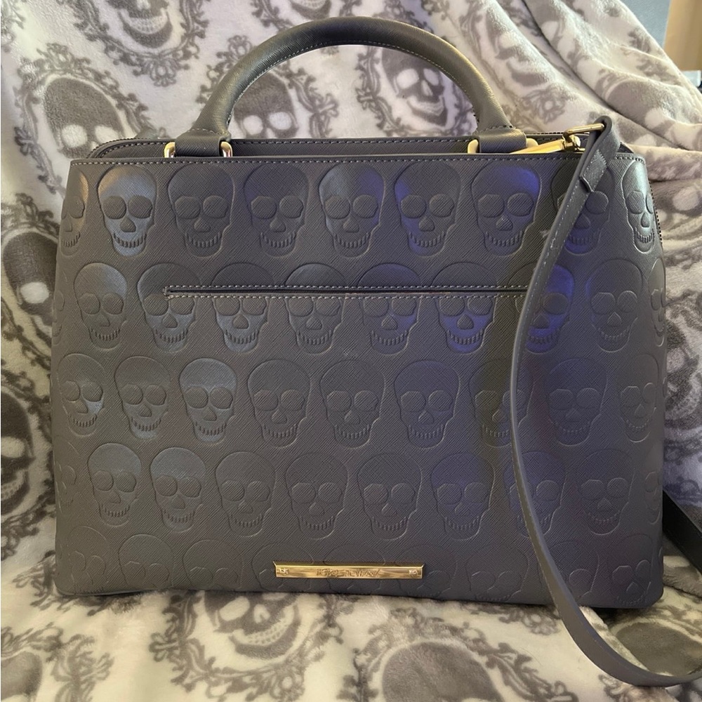 GRAY Betsey Johnson Skull Satchel Purse